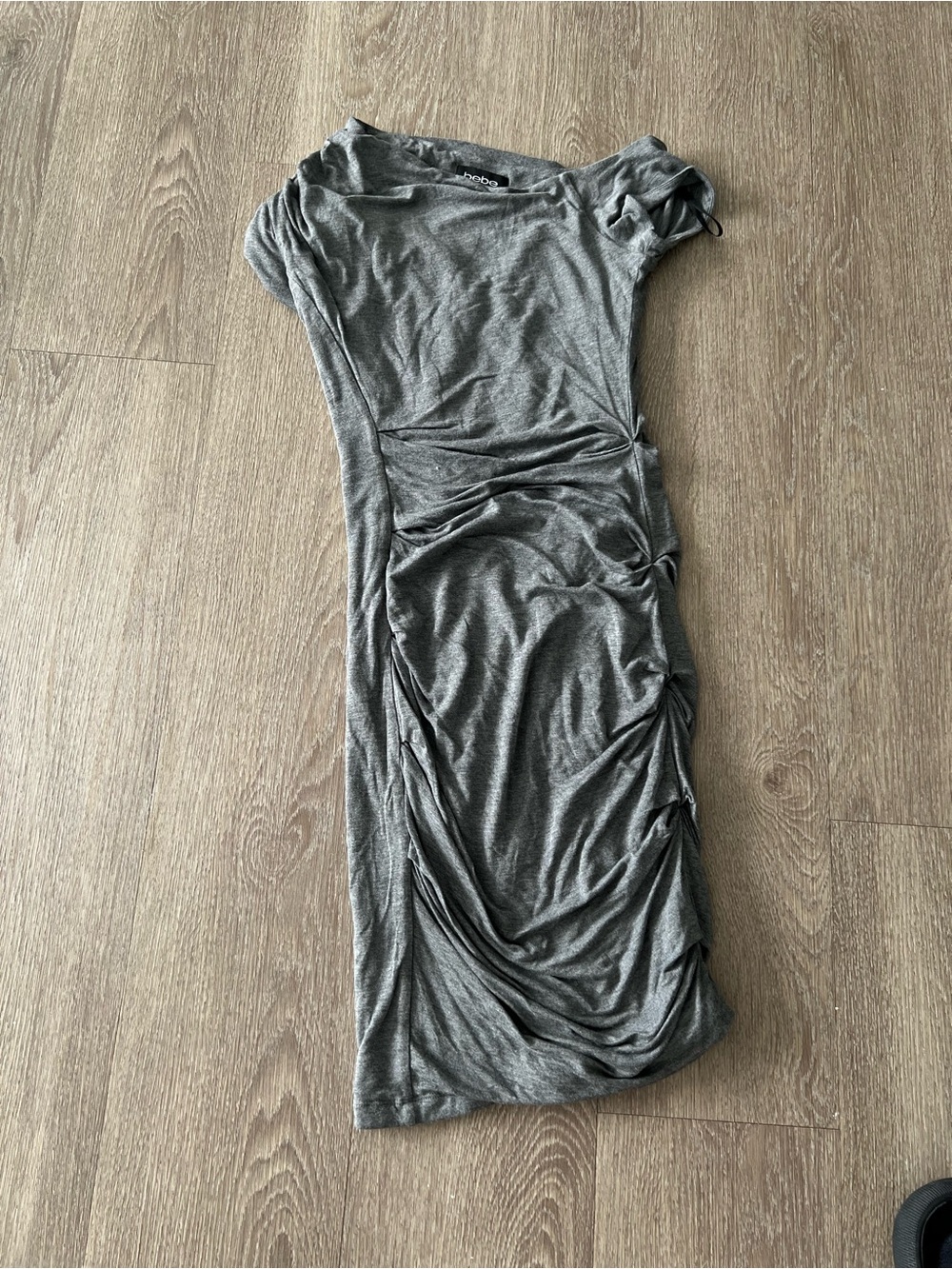 Vintage bebe Grey Ruched Midi Dress
